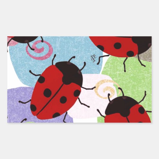 LADYBUGS RECHTHOEKIGE STICKER (Voorkant)