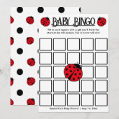 Ladybugs retro polka dots, Baby bingo game card Kaart (Voorkant / Achterkant)