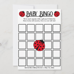 Ladybugs retro polka dots, Baby bingo game card Kaart