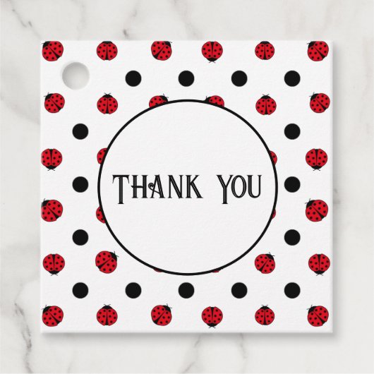 Ladybugs retro polka dots bedankjes labels (Voorkant)