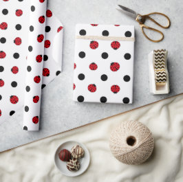 Ladybugs retro polka dots cadeaupapier