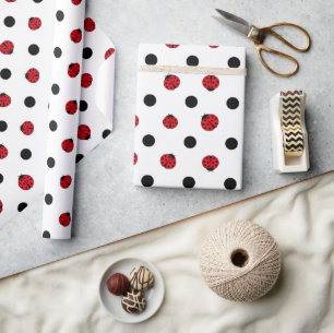 Ladybugs retro polka dots cadeaupapier
