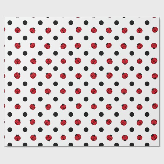 Ladybugs retro polka dots cadeaupapier (Vlak)