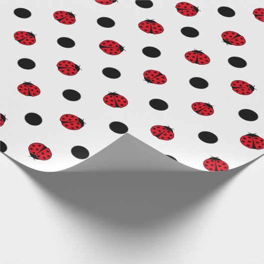 Ladybugs retro polka dots cadeaupapier (Hoek)