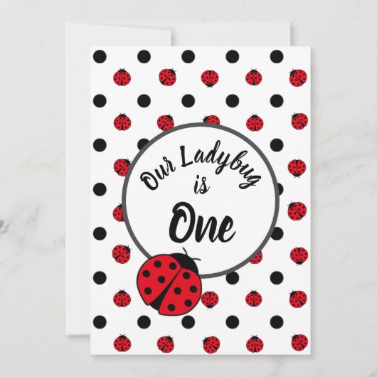Ladybugs retro polka dots kaart (Voorkant)