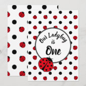 Ladybugs retro polka dots kaart (Voorkant / Achterkant)