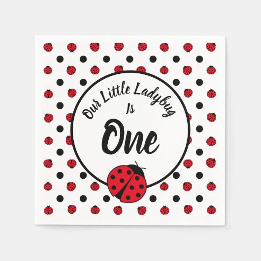 Ladybugs retro polka punts paper borden servet (Voorkant)