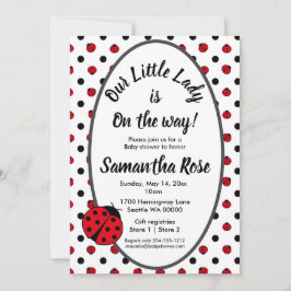 Ladybugs retro polka stipt baby shower-uitnodiging kaart