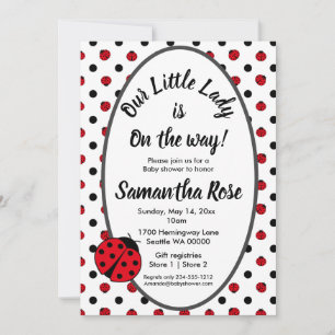 Ladybugs retro polka stipt baby shower-uitnodiging kaart