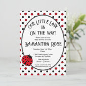 Ladybugs retro polka stipt baby shower-uitnodiging kaart (Staand voorkant)