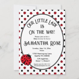 Ladybugs retro polka stipt baby shower-uitnodiging kaart
