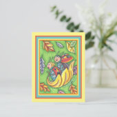 LADYBUGS RIDING ON FALLING AUTUMN LEAVES, FUN BUG BRIEFKAART (Staand voorkant)