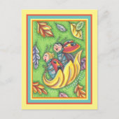 LADYBUGS RIDING ON FALLING AUTUMN LEAVES, FUN BUG BRIEFKAART (Voorkant)