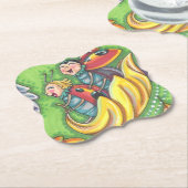 LADYBUGS RIDING ON FALLING AUTUMN LEAVES, FUN BUG KARTONNEN ONDERZETTERS (Gekanteld)