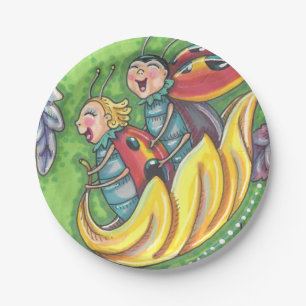 LADYBUGS RIDING ON FALLING AUTUMN LEAVES, FUN BUG PAPIEREN BORDJE