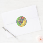 LADYBUGS RIDING ON FALLING AUTUMN LEAVES, FUN BUG RONDE STICKER (Envelop)