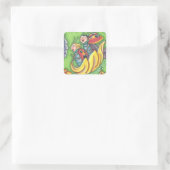 LADYBUGS RIDING ON FALLING AUTUMN LEAVES, FUN BUG VIERKANTE STICKER (Tas)