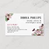 Ladybugs & Roze Daisies Mam Roepkaart Visitekaartje (Voorkant)