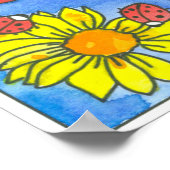 Ladybugs Sunflower Red Roses Waterverf Flowers Poster (Hoek)