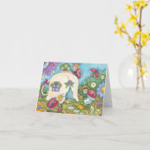 LADYBUGS TEACUP COTTAGE NOTE KAART Blank (Gele Bloem)