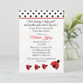 Ladybugs Triplets Baby shower Invitation Kaart (Staand voorkant)