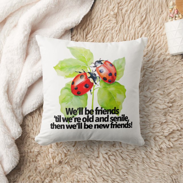 Ladybugs vriendschap citaat grappig BFF oud seniel Kussen (Deken)