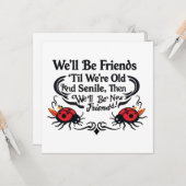 Ladybugs Vriendschap Verjaardag Grappig Verouderin Kaart (Voorkant / Achterkant in situ)