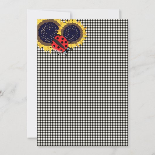 Ladybugs - Zonnebloem 1ste drive Thru Birthday Kaart (Achterkant)