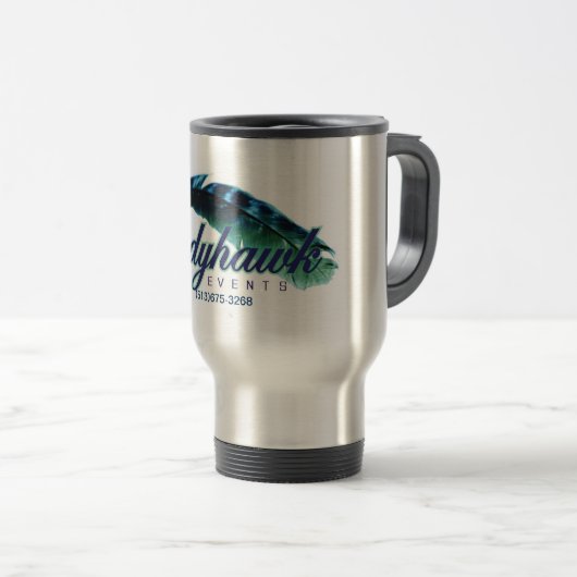 Ladyhawk Events logo 15oz reis Mug Reisbeker (Voorkant rechts)