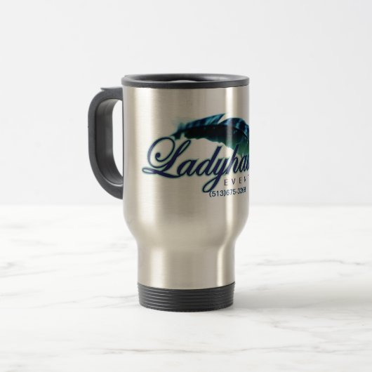 Ladyhawk Events logo 15oz reis Mug Reisbeker (Voorkant links)