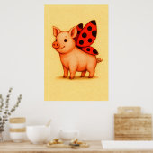 Ladypig Pig Wall Art, Ladybug Wings Pig Poster (Keuken)