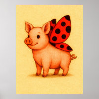 Ladypig Pig Wall Art, Ladybug Wings Pig