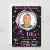 Lady's 18th Birthday Party Fotouitnodiging Kaart (Voorkant)