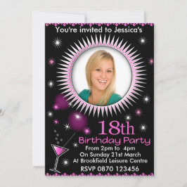 Lady's 18th Birthday Party Fotouitnodiging Kaart