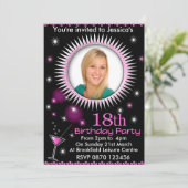 Lady's 18th Birthday Party Fotouitnodiging Kaart (Staand voorkant)