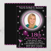 Lady's 18th Birthday Party Fotouitnodiging Kaart (Voorkant / Achterkant)