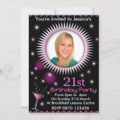 Lady's 21st Birthday Party Fotouitnodiging Kaart (Voorkant)