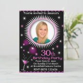 Lady's 30ste verjaardag Party foto uitnodiging (Staand voorkant)