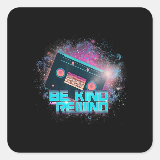 Ladys Cassette Be Kind - Uit-deze-wereld Vierkante Sticker (Voorkant)
