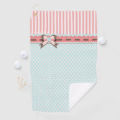 Ladys Coral en Blue Patterns Golfhanddoek (Insitu)