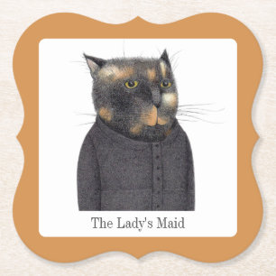 LADY'S MAID CAT Beugel Papieren Onderzetters + Tek