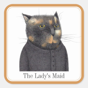 LADY'S MAID CAT Grote Vierkante Stickers + Tekst