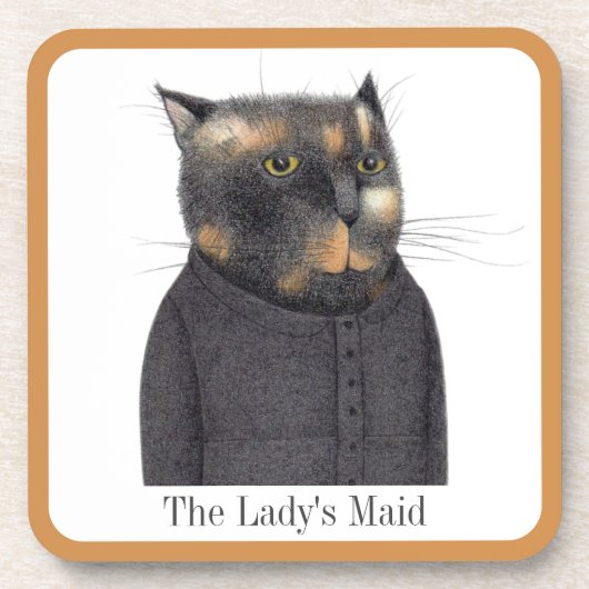 LADY'S MAID CAT Hard Plastic Onderzetters + Tekst (Voorkant)