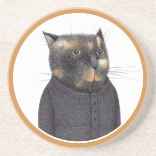 LADY'S MAID CAT Round Sandstone Onderzetter
