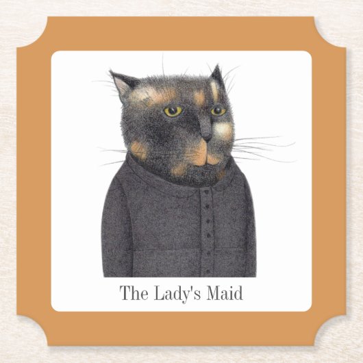 LADY'S MAID CAT Ticket Papier Onderzetters + Tekst (Voorkant)