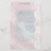 Ladys Ocean Uitzicht Faux Lace Lined Briefpapier (Voorkant)