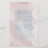 Ladys Ocean Uitzicht Faux Lace Lined Briefpapier (Voorkant)