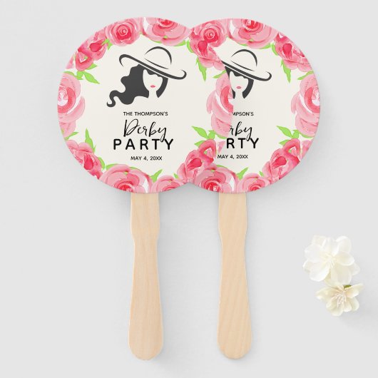 Lady's Pet en Rozen Derby Party Handwaaier (Voorkant en achterkant)