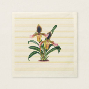 Lady's Slipper Orchidee Botanisch Papier Servetten