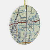 Ladysmith WI Map Keramisch Ornament (Rechts)